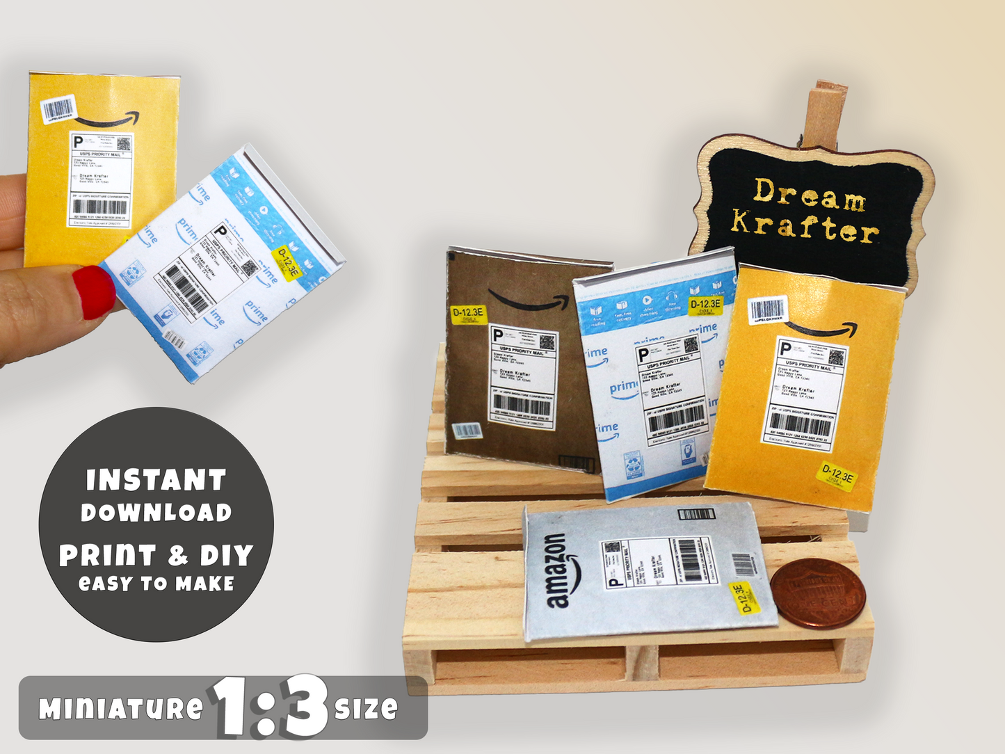 Mini Amazon Mailer Envelopes Printable (1:3 Scale)
