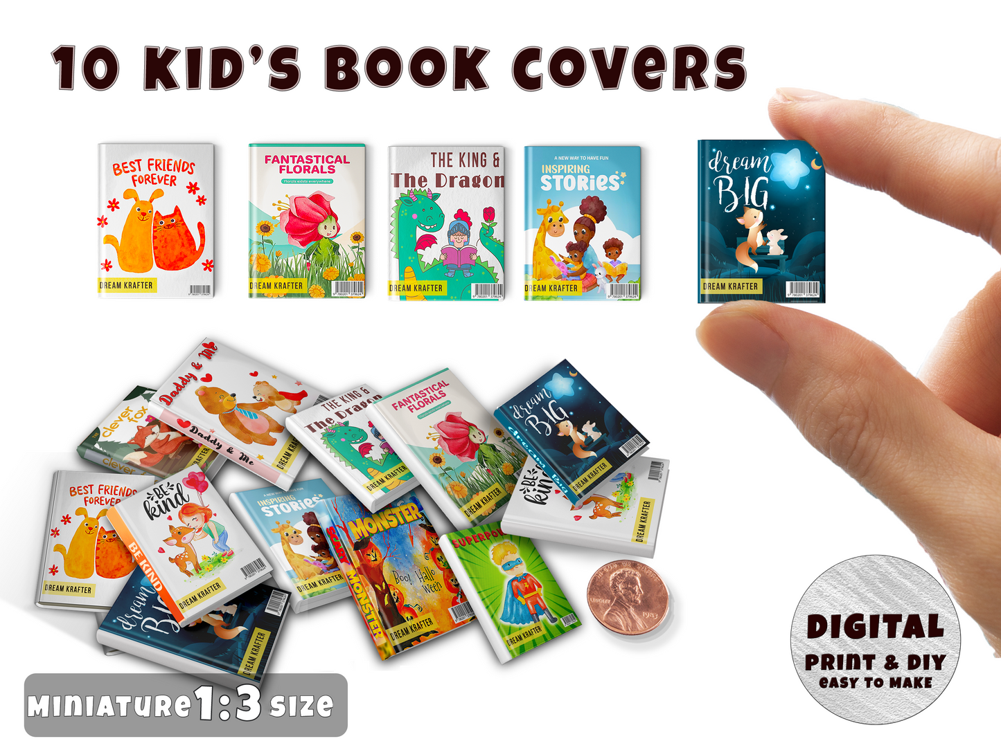Mini 10x Kid's Book Covers Printable (1:3)