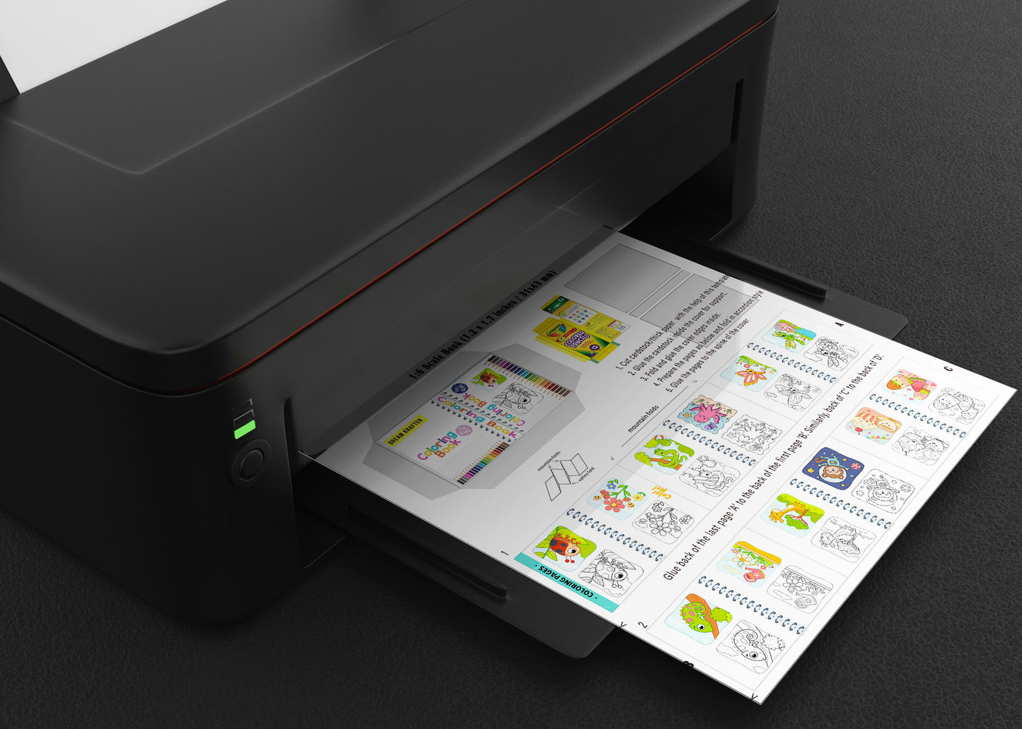 Mini Coloring Set - Box & Book with real pages Printable (1:6, 1:12)