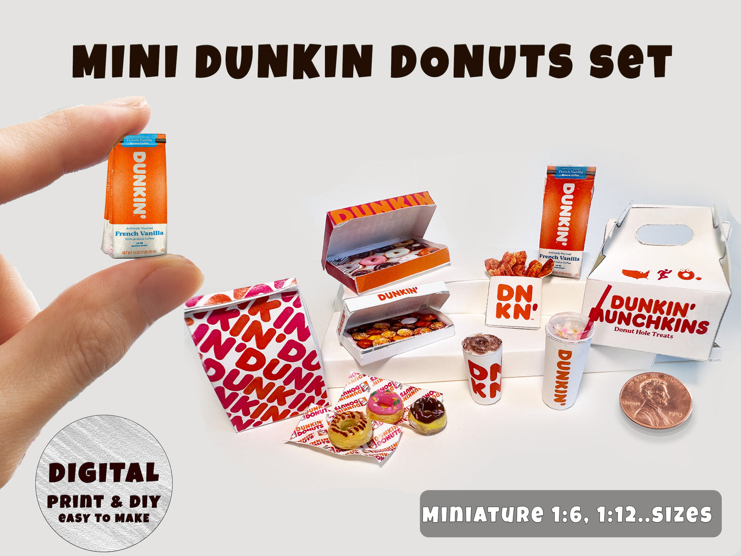 Mini DUNKIN DONUTS Printable (1:6, 1:12)