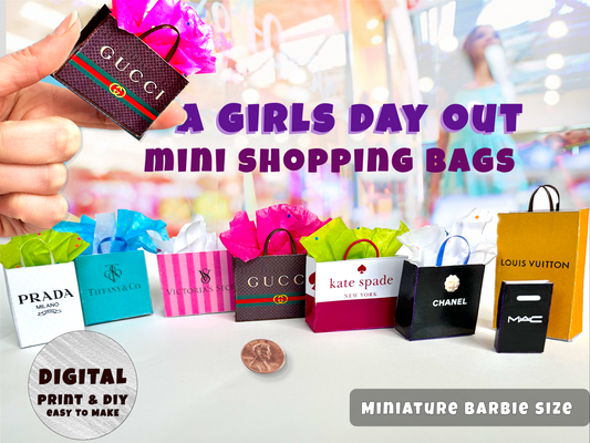 Miniature Shopping Bags Printable (1:3 Scale)