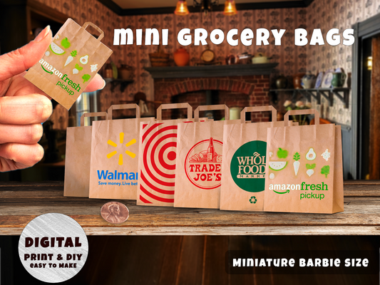 Mini Grocery Bags Printable (1:3 Scale)