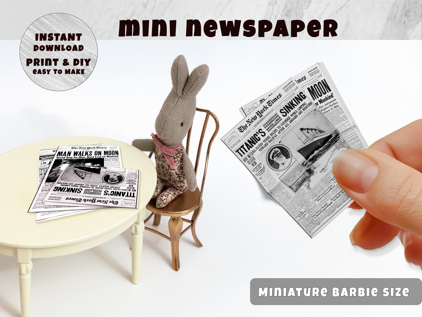 Mini Newspaper Printable (1:6, 1:12)